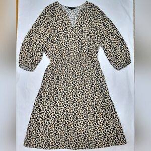 Banana Republic Cheetah Leopard Midi 3 Quarter Balloon Sleeve Size Small Medium